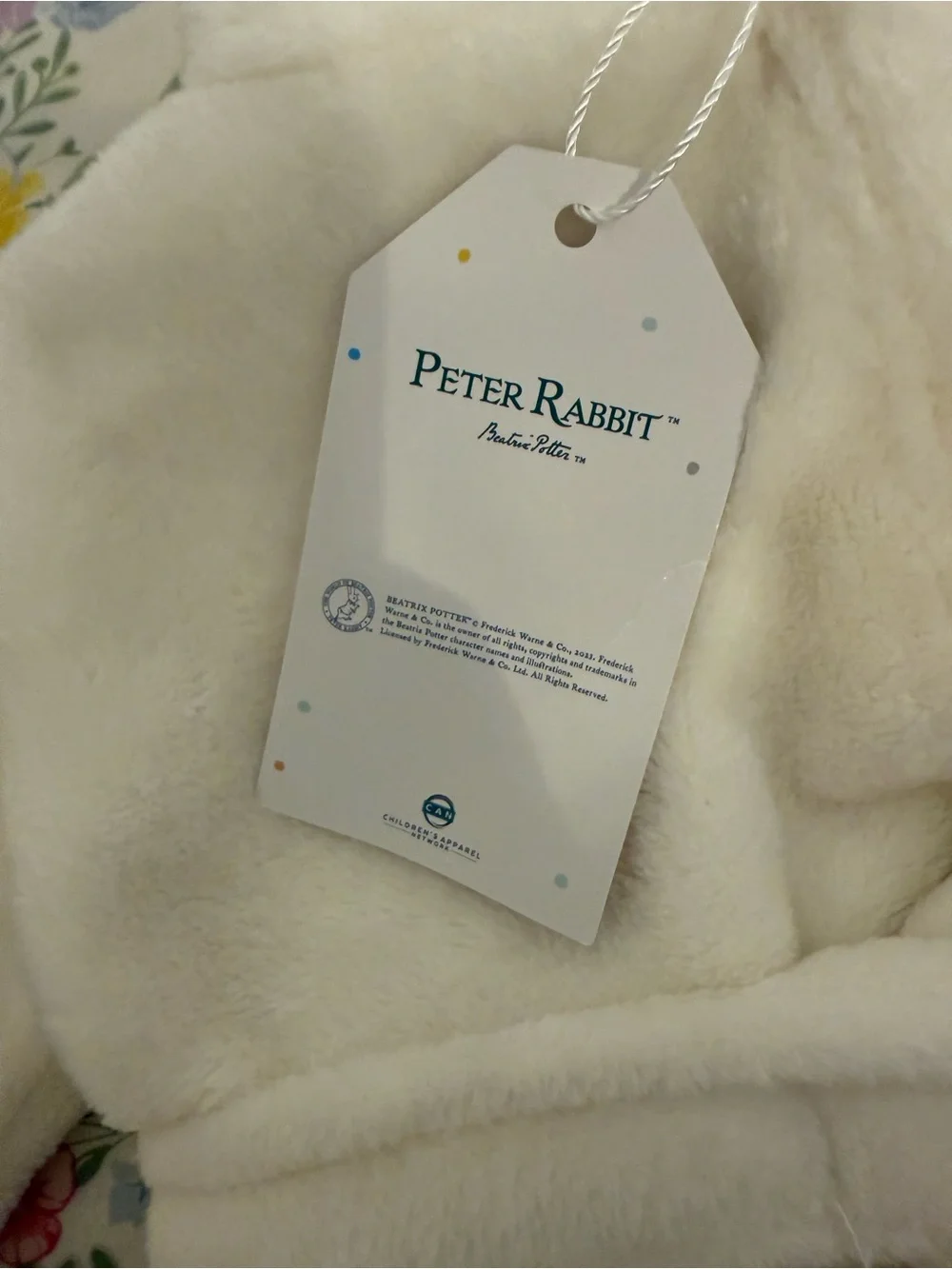 Peter Rabbit Cream Plush Hooded Kids Robe with Belt and Ears